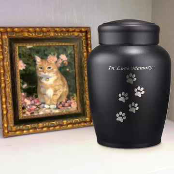 Stainless Steel Pet Urn for Dog & Cat Ashes – Metal Cremation Box for Dogs, Cats & Puppies – Memorial Container for Pet Remains