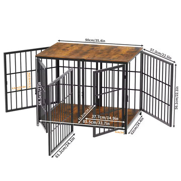 1 Piece Heavy-Duty Dog Kennel Crate – Sturdy Pet Cage with Detachable Divider and 4 Access Doors for Two Small Dogs or One Medium to Large Dog