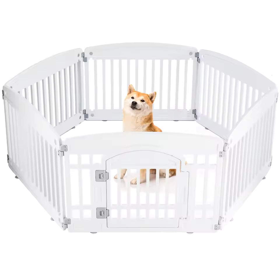 6-Panel Dog Enclosure – Secure & Protected Pet Play Area for Indoor/Outdoor Use | Collapsible & Portable | Perfect for Small to Medium Breeds | Simple to Maintain