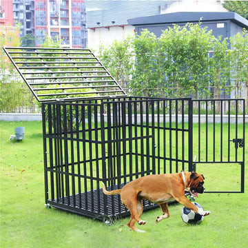 "Mobile Oversized Giant Pet Enclosure Sturdy Steel Dog Kennel Play Yard with Removable Tray"