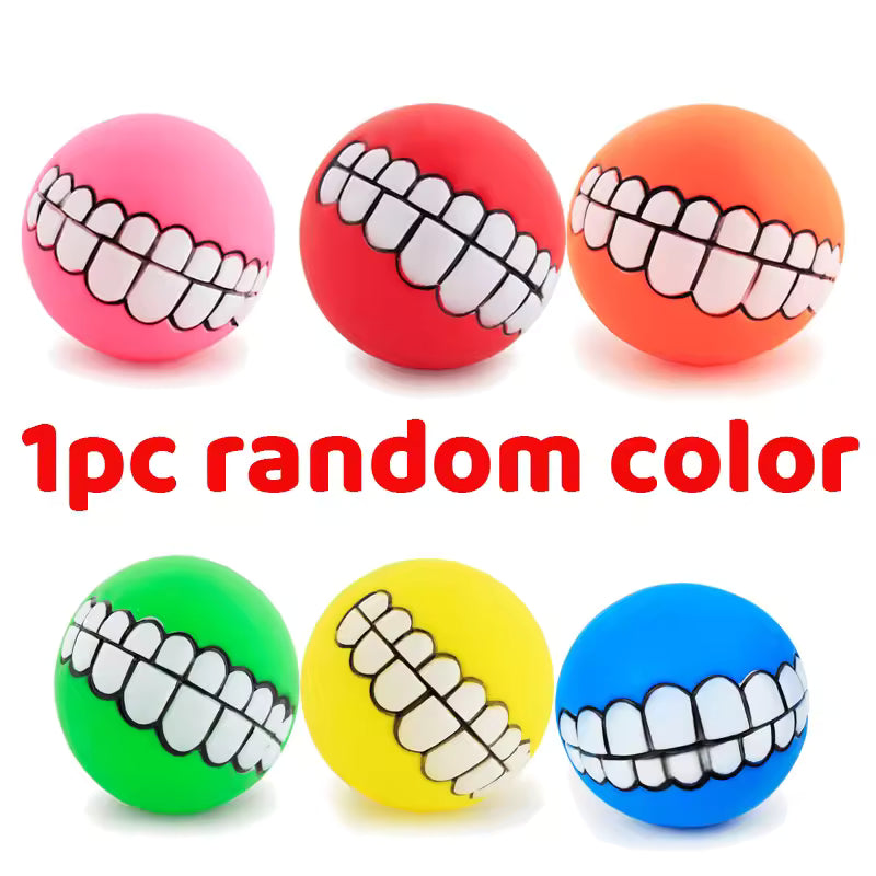 Funny Pet Chew Ball – Silicone Dog Toy with Squeaker | Interactive Sound Toy for Puppies, Dogs & Cats – Teeth Cleaning & Play Ball