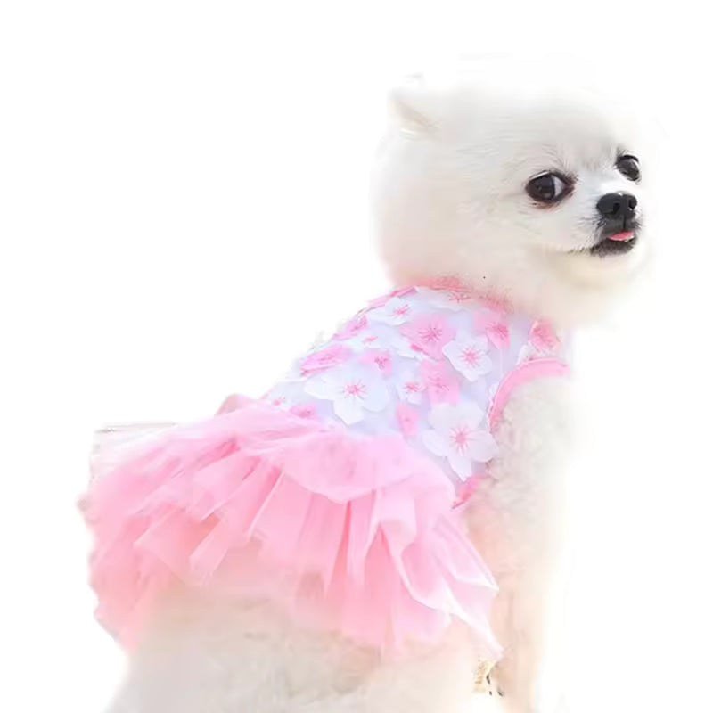 Summer Pet Princess Dress – Floral Gauze Dog & Cat Outfit, Sweet Puppy Vest Apparel for Small Pets