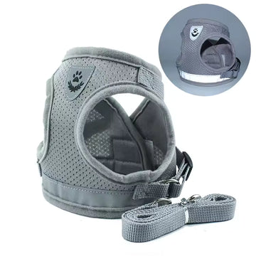 Reflective Adjustable Dog Harness & Leash Set – Soft, Breathable Vest for Small to Medium Dogs – Outdoor Pet Chest Strap for Walking