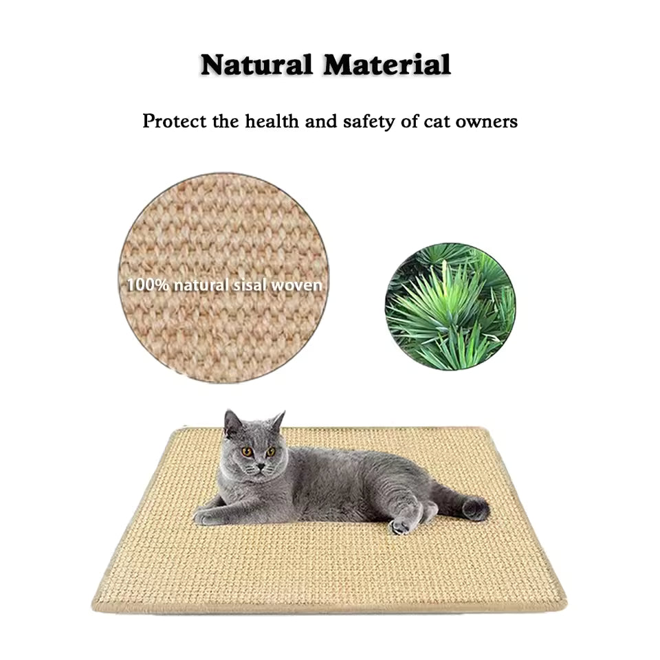 Deluxe Sisal Cat Scratching Mat – Furniture and Wall Guard – Perfect for Indoor Cats, Encourages Natural Scratching Behavior
