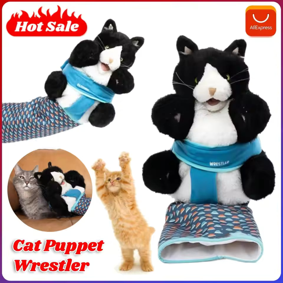 Cat Wrestler Glove Toy – Interactive Plush Puppet Glove for Playful Cats | Soft, Padded Wrestling Mitt for Safe & Fun Playtime