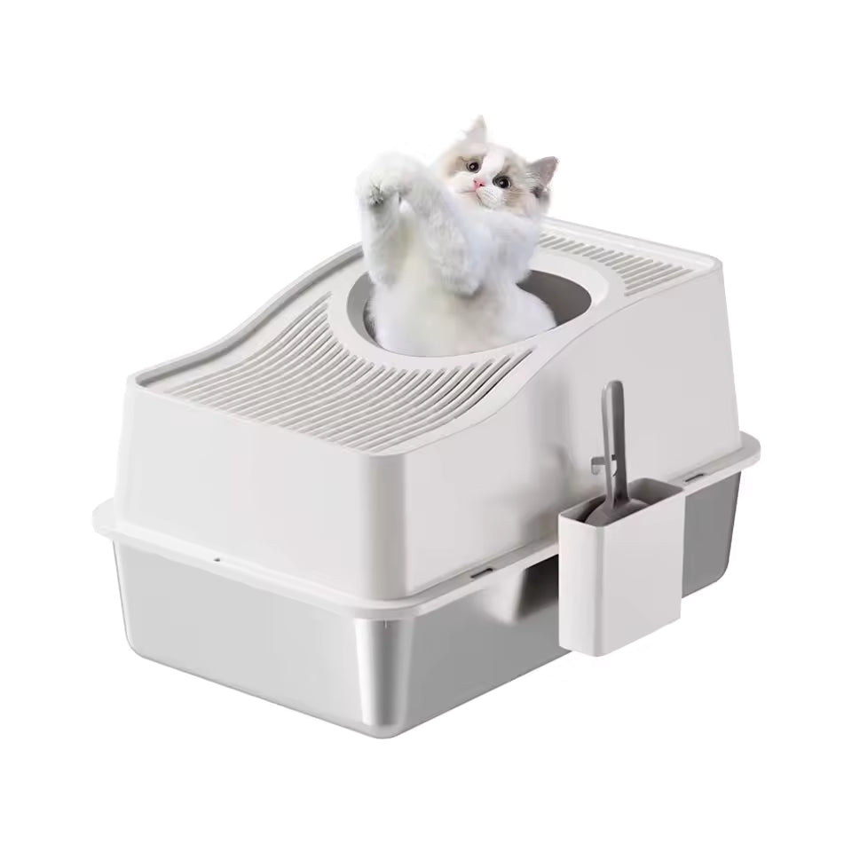 Premium Metal Cat Litter Box with Cover – Enclosed Design with Litter Mat & Scoop, Oversized High-Wall Kitty Toilet Tray