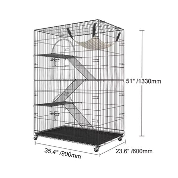 SucceBuy 4‑Tier Metal Cat Playpen – Robust Indoor Wire Cage with 30 lb Per Layer Load, Ramp Platforms, Double Doors—Ideal for Cats, Puppies & Rabbits