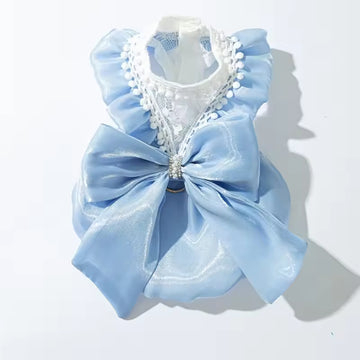 Charming Small Pet Tutu Dress – Lace Princess Outfit with Bow Accent for Female Dogs and Cats, Cute Patchwork Skirt Apparel
