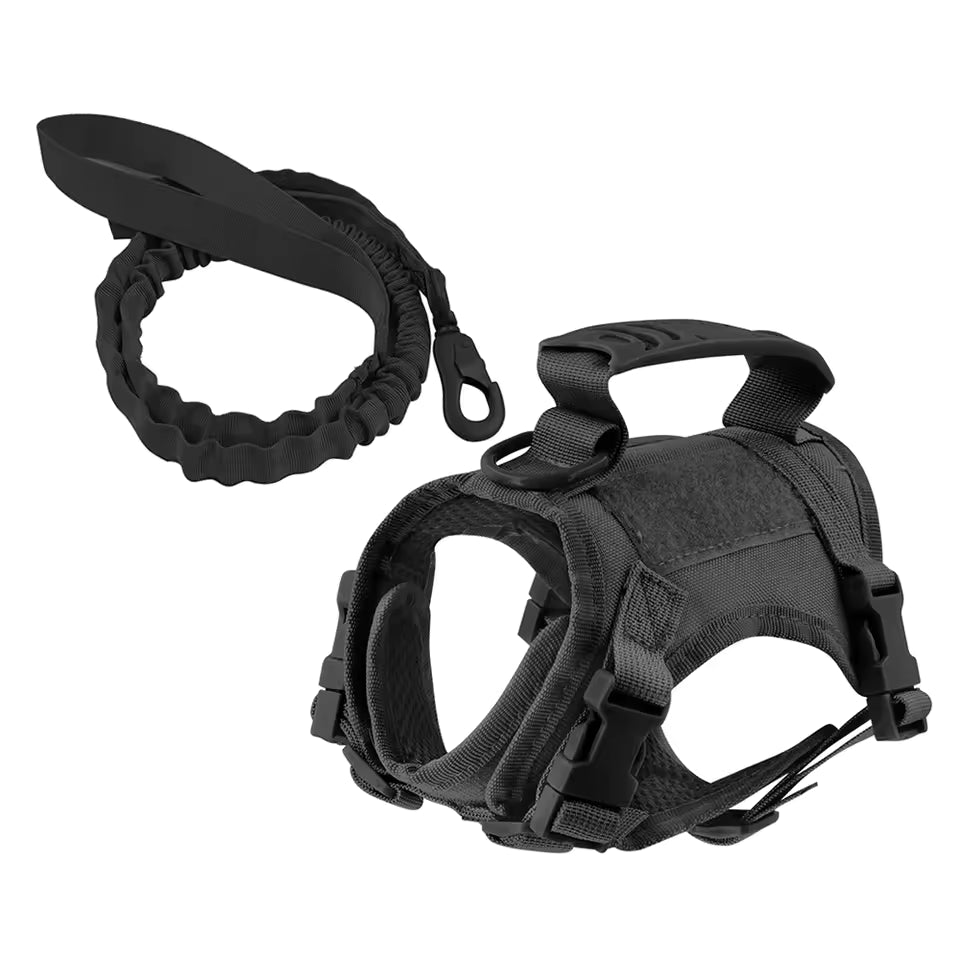 Tactical Pet Harness & Leash Set – Adjustable Training Vest for Small Dogs and Cats – Military-Style Walking Gear for Puppies & Kittens