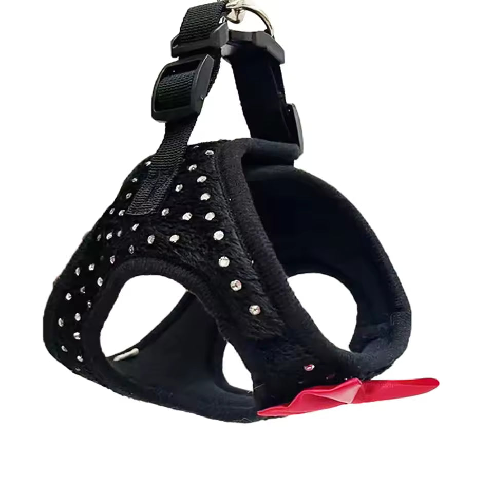 Comfortable Airy Pet Harness Vest with Small Gem Accents – Soft Dog Chest Strap Collar for Puppies and Small Pets