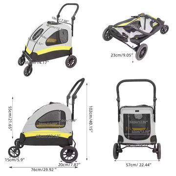 Luxury Pet Buggy – 4-Wheel Collapsible Trolley for Travel, Strolling & Jogging – Suitable for Small, Medium & Large Dogs