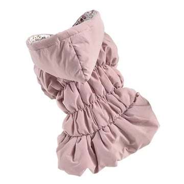 Cozy Winter Dog Jacket – Soft Floral Bubble Dress Hoodie for Pets, Comfortable Warm Sweatshirt, Adorable Dog Clothing and Costume