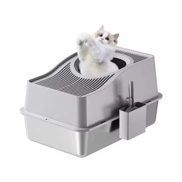 Premium Metal Cat Litter Box with Cover – Enclosed Design with Litter Mat & Scoop, Oversized High-Wall Kitty Toilet Tray