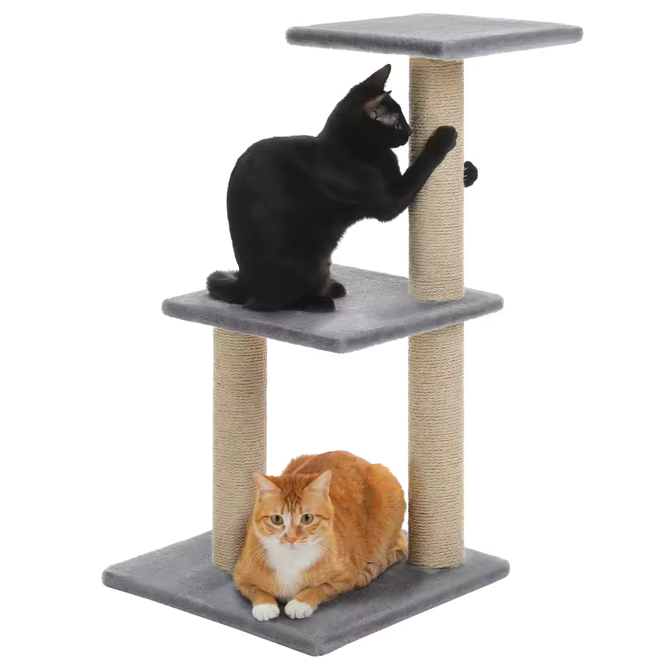 Indoor Cat Tree & Tower – 2 Styles Activity Center with Sisal Scratching Posts, Spacious Hammock, and Detachable Top Perch – Grey