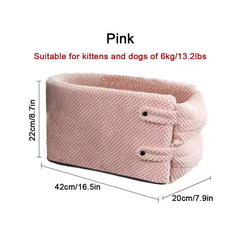 Dog Car Seat Bed – Center Console Pet Booster Seat, Portable Carrier for Small Dogs & Cats, Travel Safety Bag, Pet Accessories for Cars