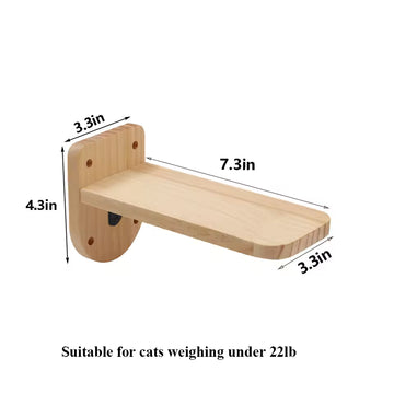 Wall-Mounted Cat Climbing Shelf with Four-Step Staircase and Sisal-Covered Scratching Post, Cat Tree Tower Platform for Jumping, Pet Play Furniture