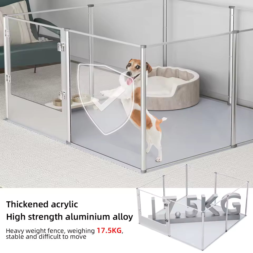 Clear Acrylic Pet Playpen Enclosure with Waterproof Maternity Mat for Kittens, Puppies, and Whelping Pets – Dog Cage and Animal Accessories