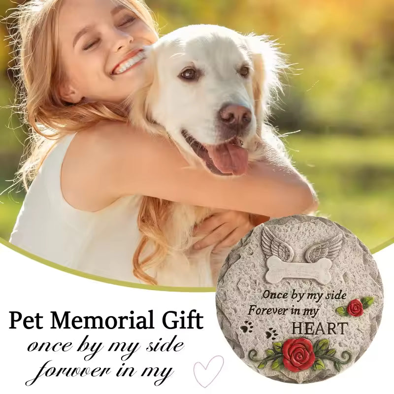 Pet Memorial Stone for Lost Dog or Cat – Sympathy Bereavement Gift for Pet Loss, Pet Grave Marker with Paw Print