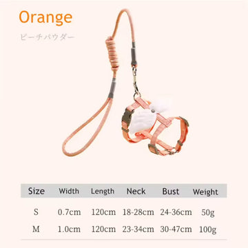 Adorable Angel Wing Cat Harness & 120cm Leash – Waterproof Vest-Style Chest Strap for Cats and Small Dogs – Outdoor Pet Walking Set