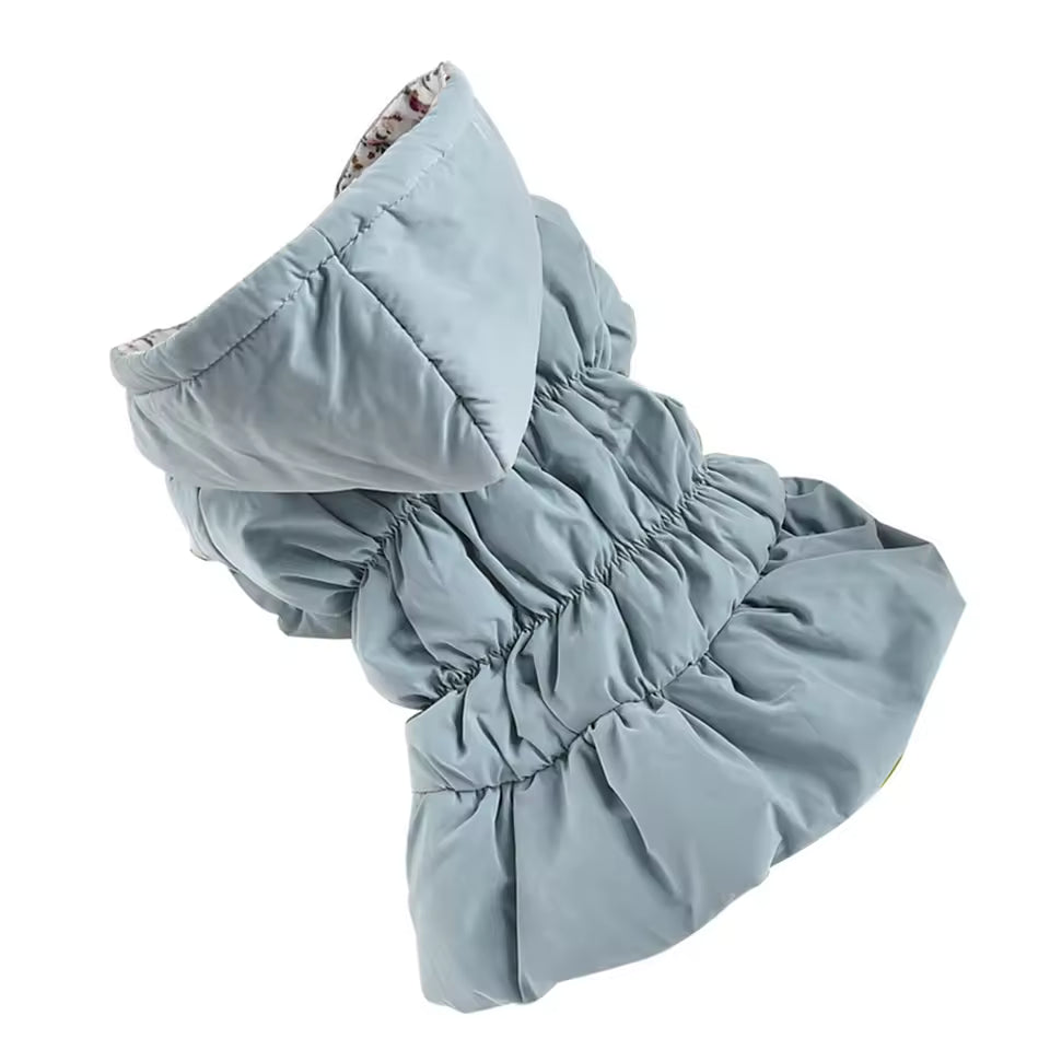 Cozy Winter Dog Jacket – Soft Floral Bubble Dress Hoodie for Pets, Comfortable Warm Sweatshirt, Adorable Dog Clothing and Costume