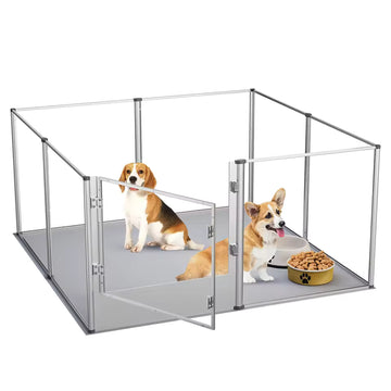 Clear Acrylic Pet Playpen Enclosure with Waterproof Maternity Mat for Kittens, Puppies, and Whelping Pets – Dog Cage and Animal Accessories