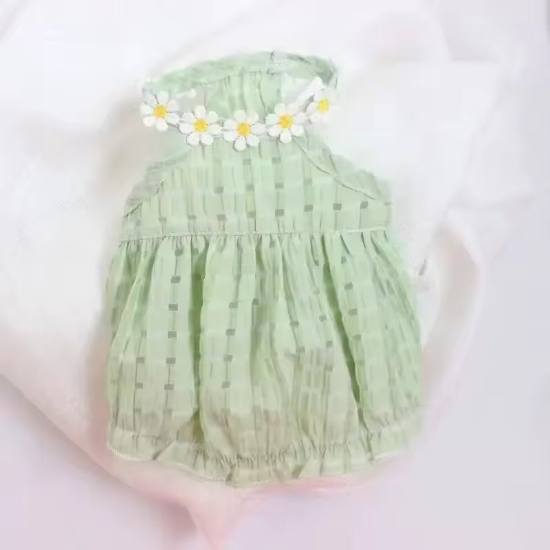 Lightweight Daisy Dog Dress – Soft, Breathable Summer Outfit for Small Pets like French Bulldogs – Cute Yellow Costume for Female Dogs