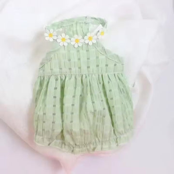 Lightweight Daisy Dog Dress – Soft, Breathable Summer Outfit for Small Pets like French Bulldogs – Cute Yellow Costume for Female Dogs