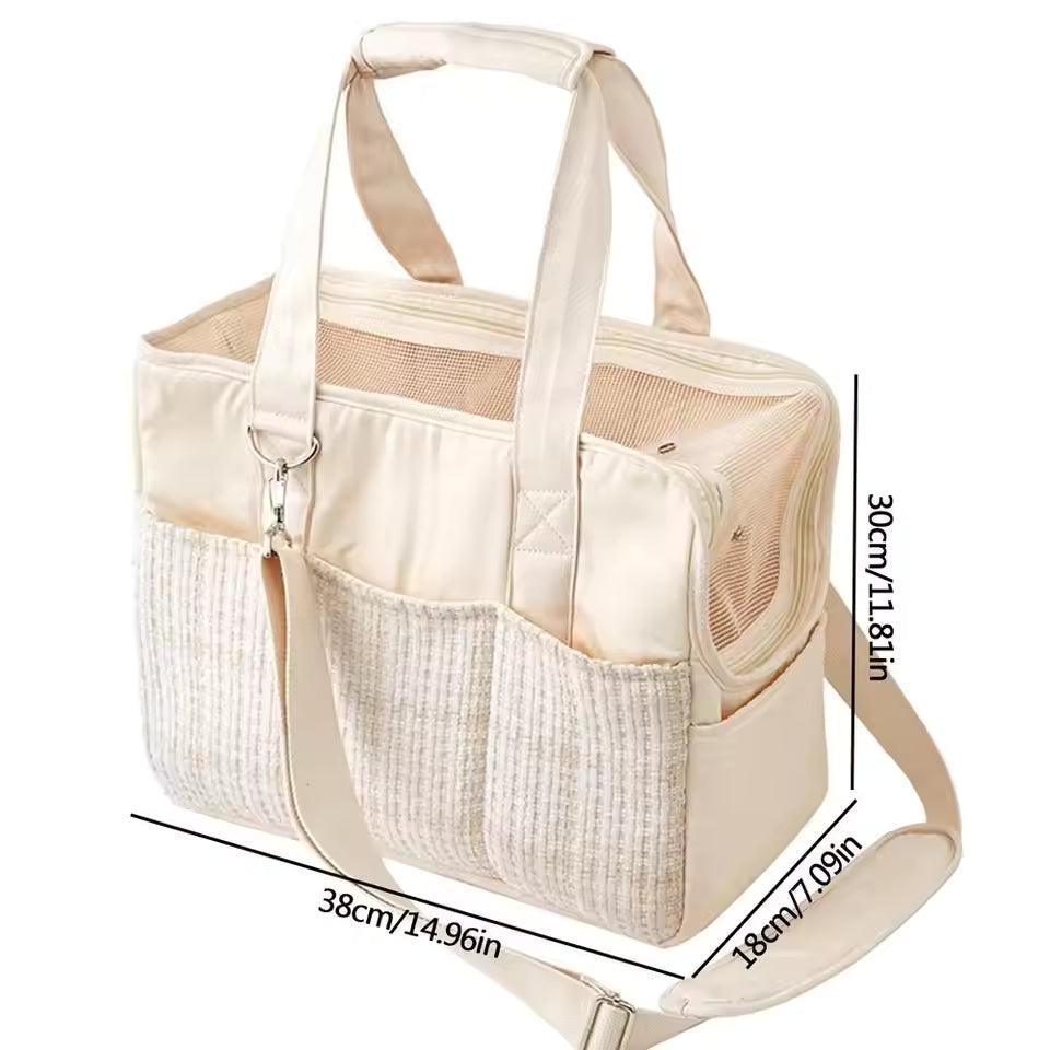 Portable Pet Carrier Tote – Breathable Handheld & Shoulder Bag for Small Dogs, Cats, and Rabbits – Ideal for Travel