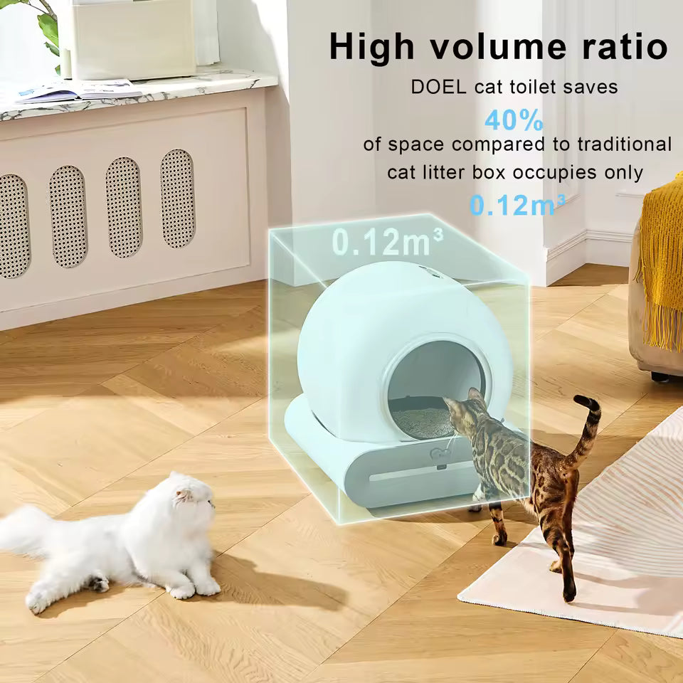 Automatic Self-Cleaning Cat Litter Box 65L – Smart App-Controlled Litter Tray with Waste Bag & Mat for Cats 1.5–6kg