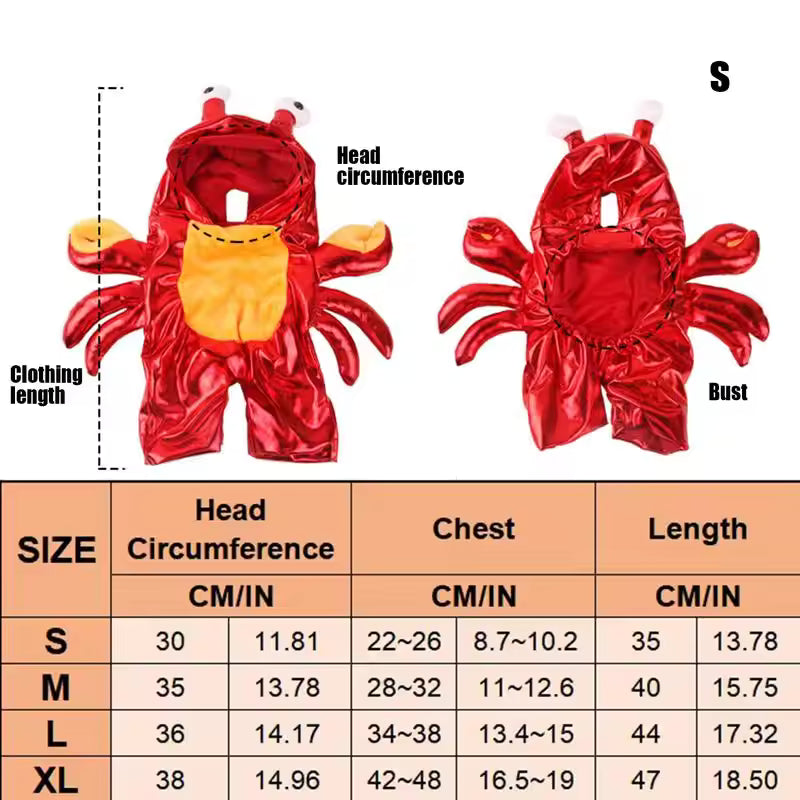 Red Crab Pet Costume – Funny Halloween Hoodie for Dogs & Cats, Warm Outfit for Puppies, Ideal for Holiday Parties & Dress-Up
