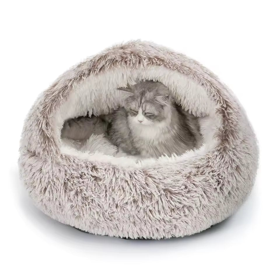 25'' Soft Semi-Enclosed Pet Bed – Cozy Indoor Nest for Cats and Small Dogs, Comfortable Kennel-Style Resting House