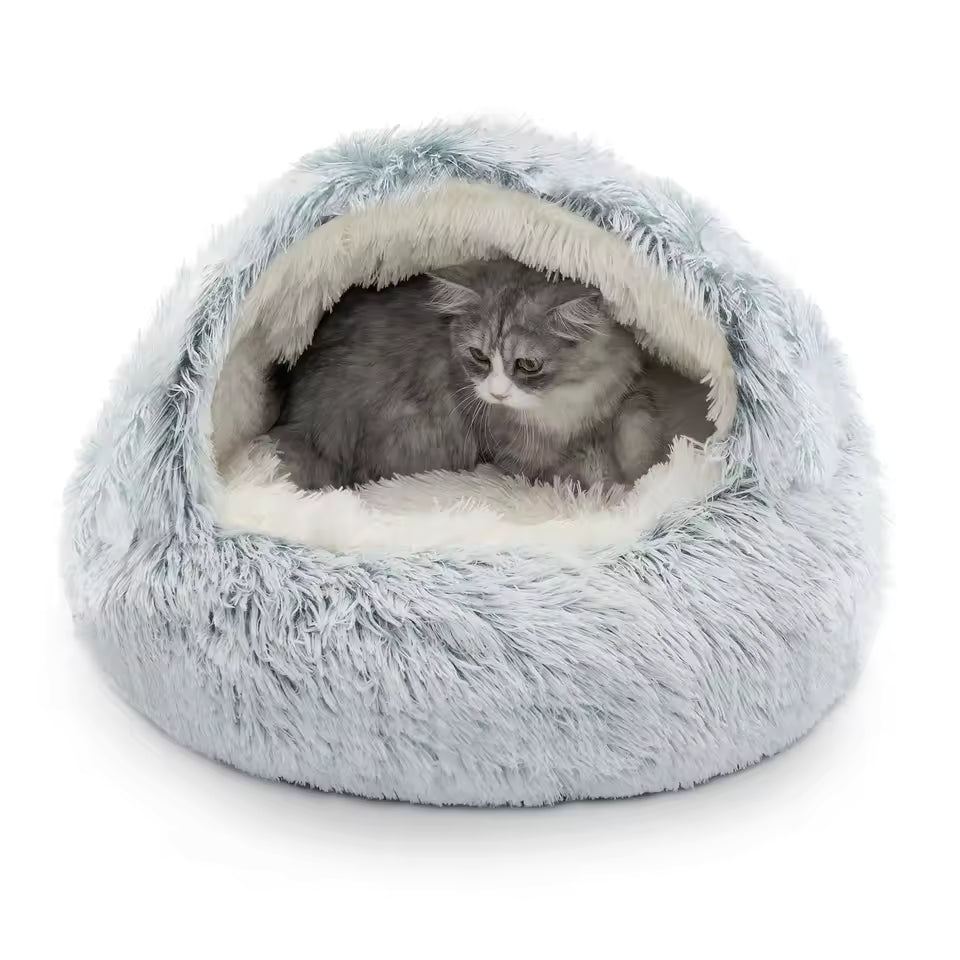 25'' Soft Semi-Enclosed Pet Bed – Cozy Indoor Nest for Cats and Small Dogs, Comfortable Kennel-Style Resting House