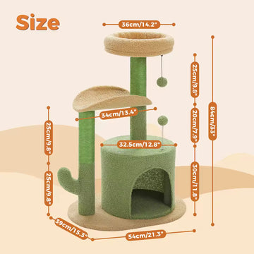 Blossom-Themed Cat Tree for Indoor Use – Compact Climbing Tower with Sisal-Wrapped Scratch Post, Cozy Hideaway, Plush Lounging Platforms, Fuzzy Dangling Toys, and Interactive Accessories