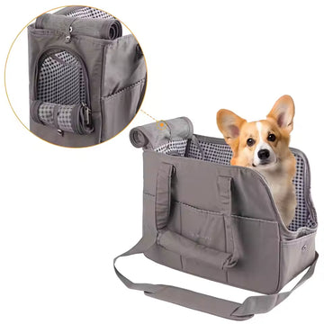 Removable Women’s Pet Carrier Handbag – Dark Gray Purse for Small Dogs (up to 8 lbs) and Cats (up to 11 lbs) – Ideal for Walking Puppies and Cats